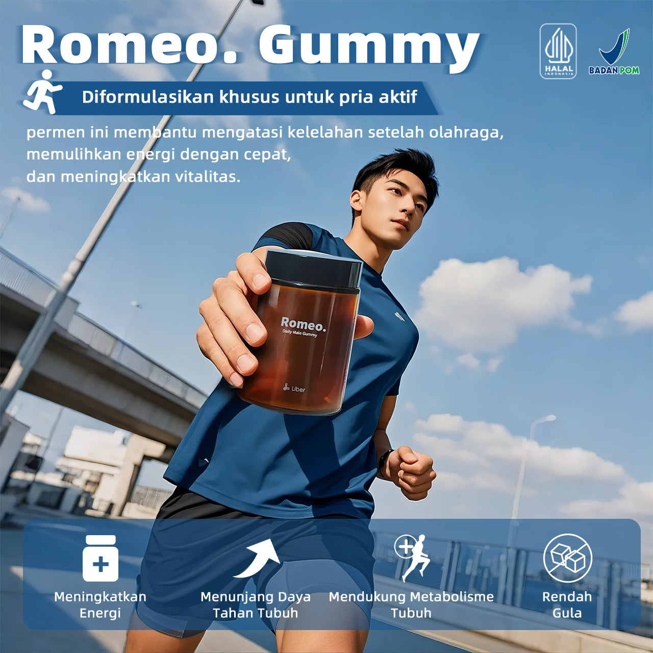 LIBER Romeo Men's Energy & Vitality Gummies – Low Sugar, 12 Gummies