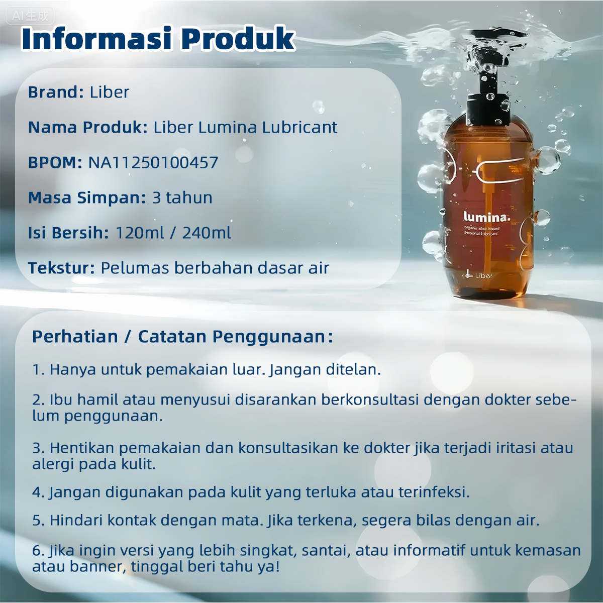 Liber lumina. organic aloe-based personal lubricant 120ml